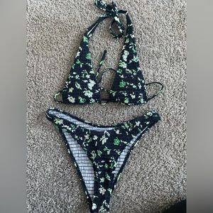 Halter neck floral suit